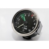 MECHANICKÝ OTÁČKOMĚR PAL - ZELENOČERNÁ STUPNICE, BÍLÁ/ČERNÁ RUČIČKA - (CHROM RÁMEČEK)