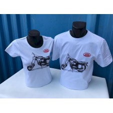 TRIČKO BÍLÉ S MOTOCYKLEM - CUSTOM