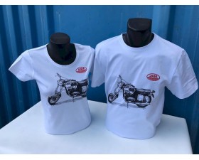 TRIČKO BÍLÉ S MOTOCYKLEM - CUSTOM