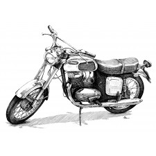 TRIČKO BÍLÉ S MOTOCYKLEM - CUSTOM